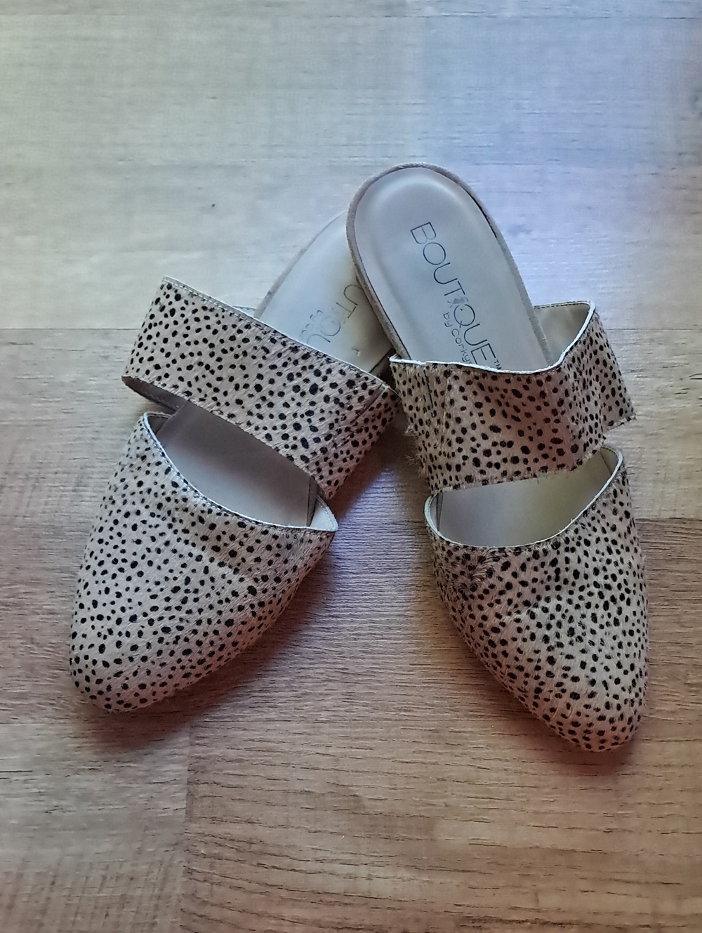 Boutique By Corky's Carina Speckled Slip-On Women's Calf Hair Almond Toe Mules